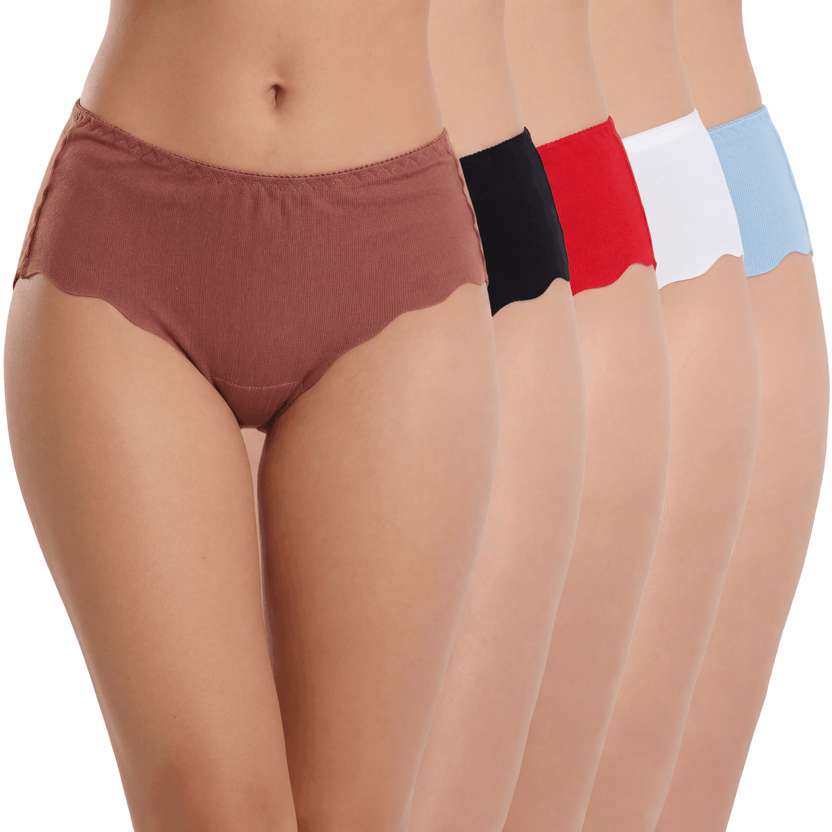 Mid Rise Scalloped Ribbed Panty