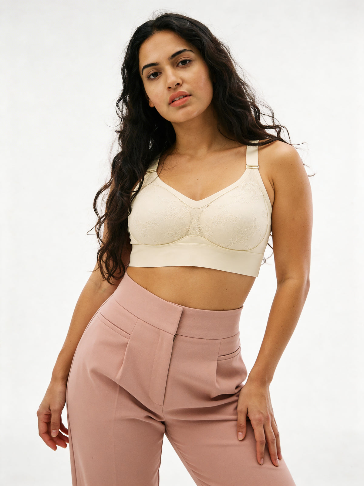 Lace Detail Non-Wired Full Coverage Bra