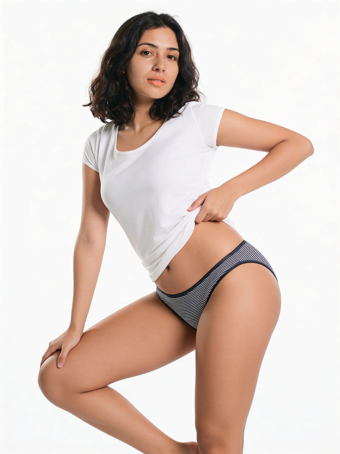 Swallow Stripe Special Low Rise Full Coverage Panty - B&W - view 2