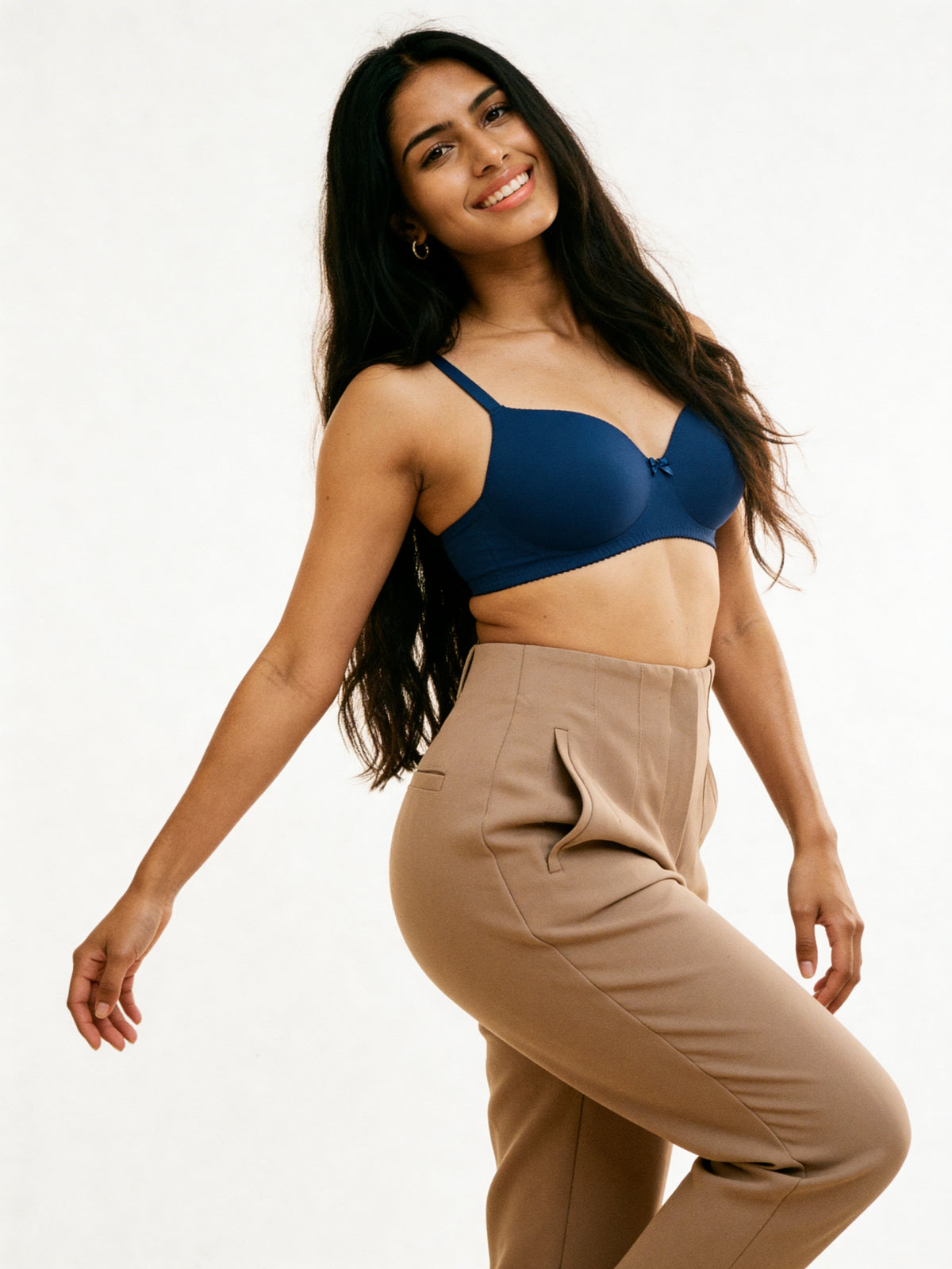 Padded Bow Non-Wired 3/4th Coverage T-Shirt Bra - Blue