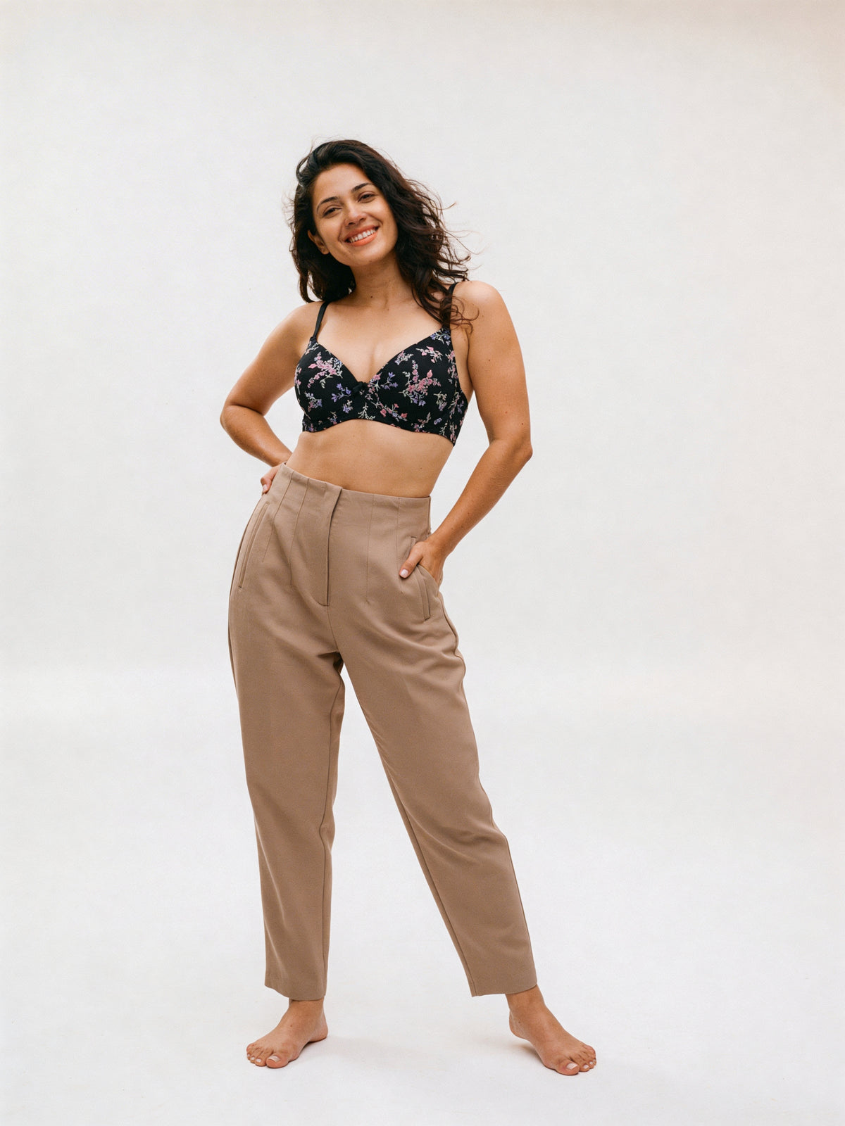 Padded Non-Wired Medium Coverage T-Shirt Bra - Black Floral