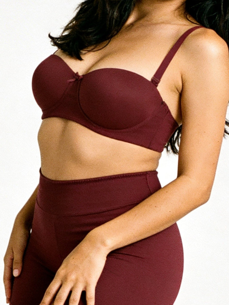 Swallow Basics Padded Wired 3/4th Coverage Strapless Bra - Maroon