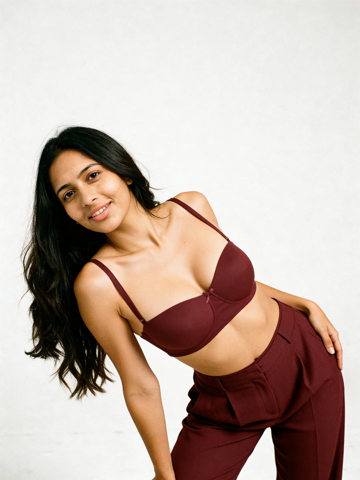 Swallow Basics Padded Wired 3/4th Coverage Strapless Bra - Maroon