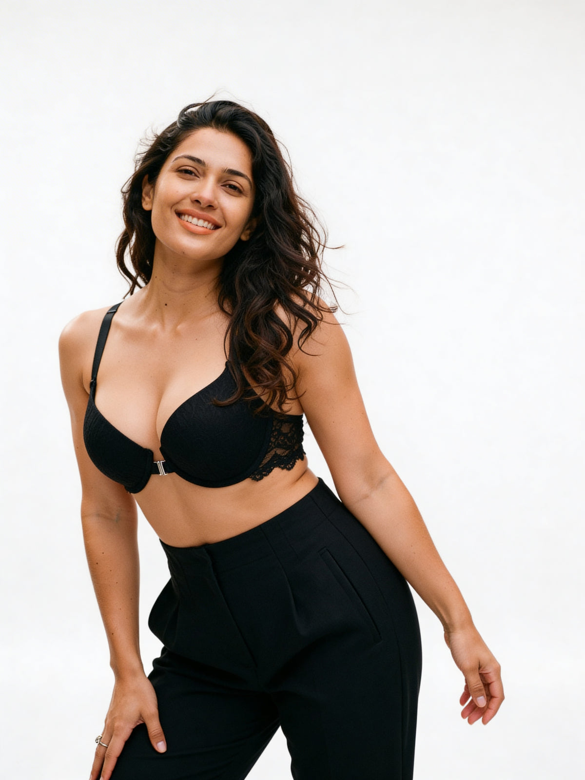 Padded Non-Wired 3/4th Coverage T-Shirt Bra - Black