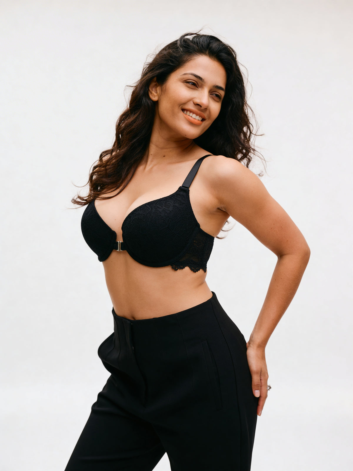 Padded Non-Wired 3/4th Coverage T-Shirt Bra - Black