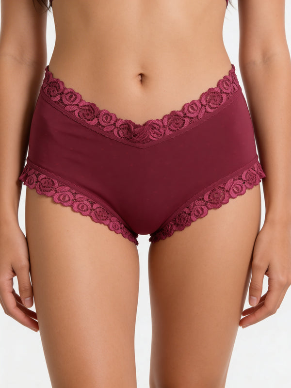 Mid Rise Lace Trim Hipster Panty