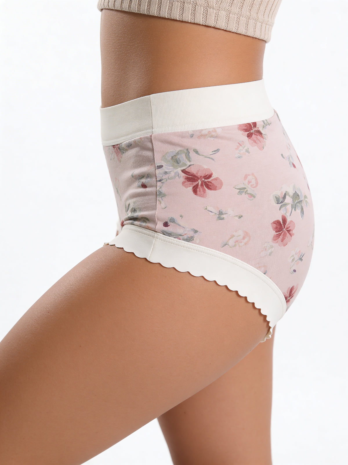 Mid Rise Scalloped Floral Hipster Panty