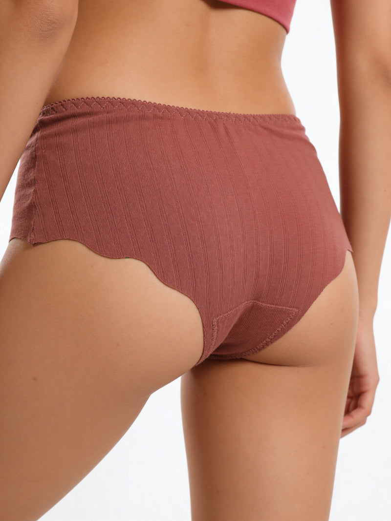 Mid Rise Scalloped Ribbed Panty - alternate