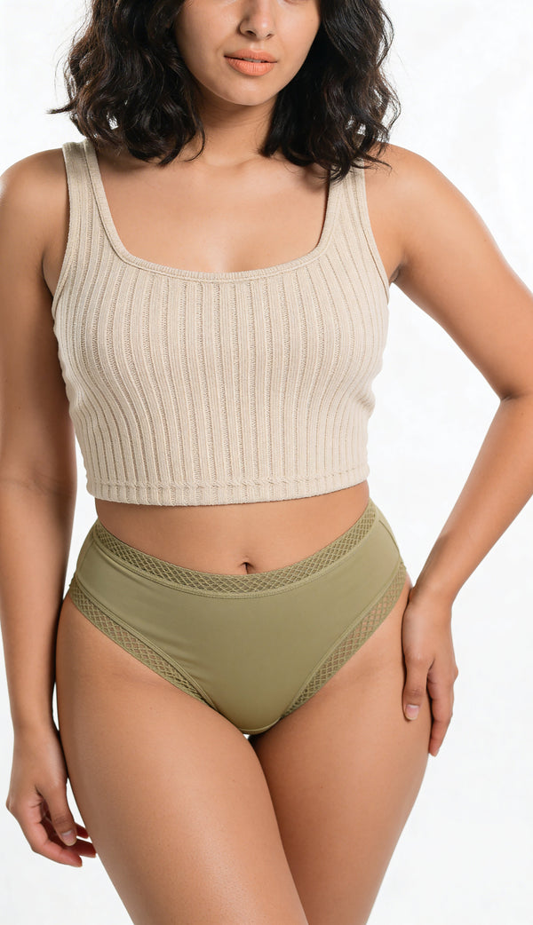 Mid Rise Mesh Panel Hipster Panty