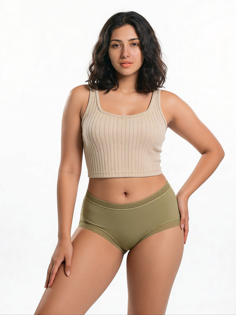 Mid Rise Mesh Panel Hipster Panty