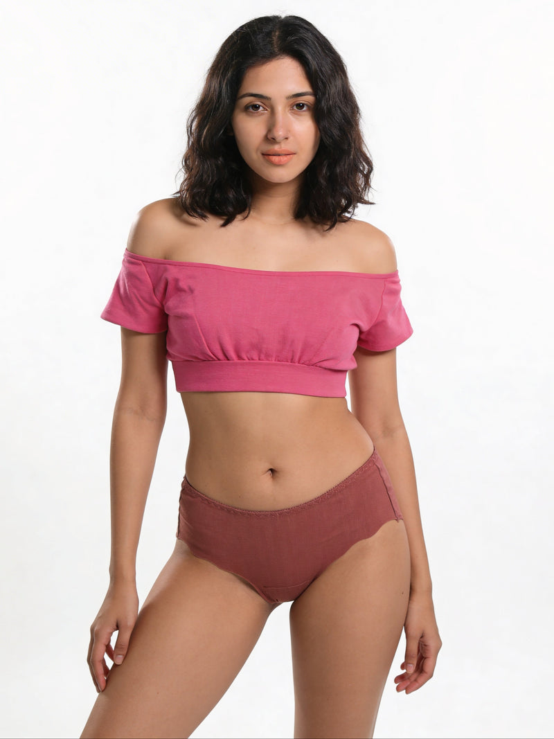 Mid Rise Scalloped Ribbed Panty