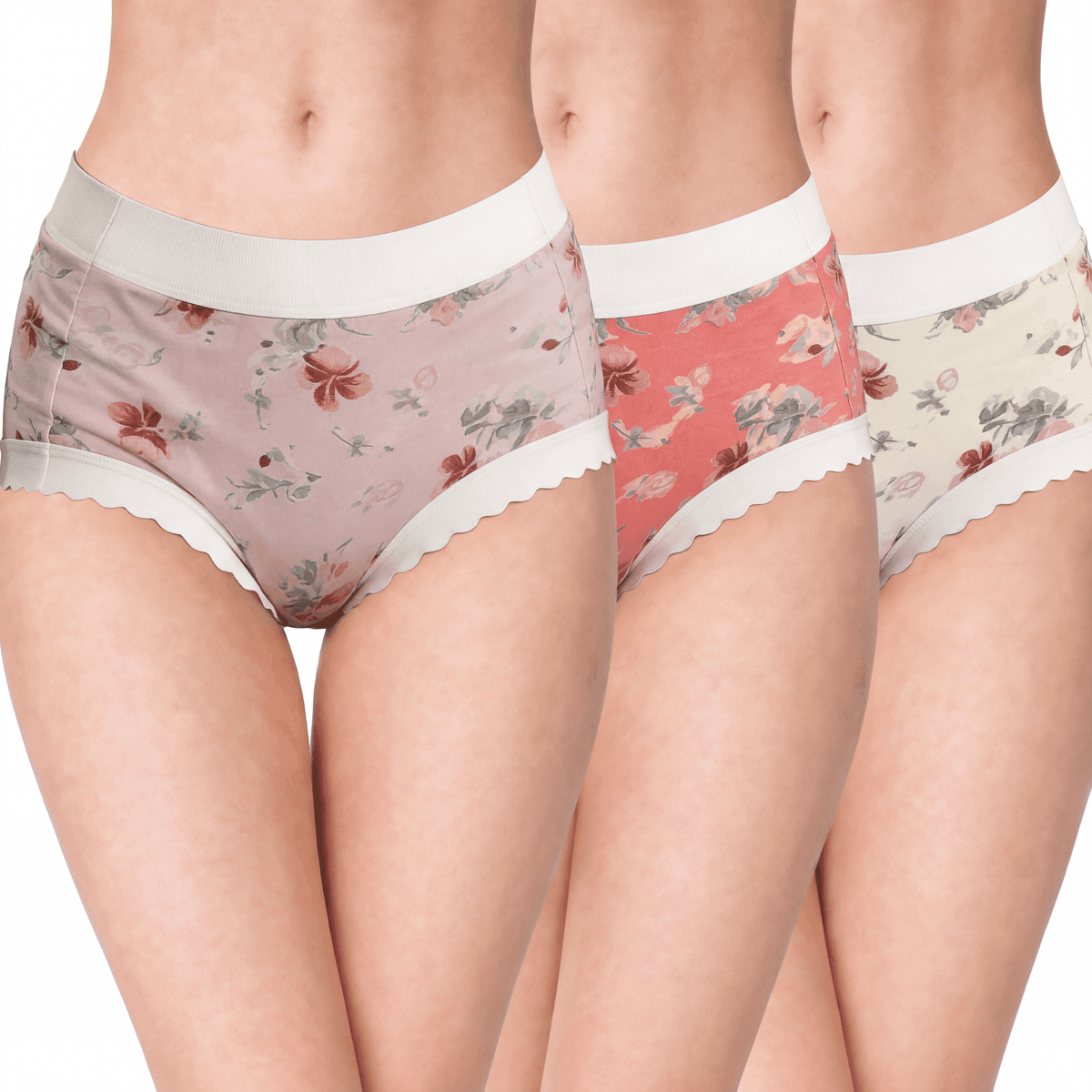 Mid Rise Scalloped Floral Hipster Panty